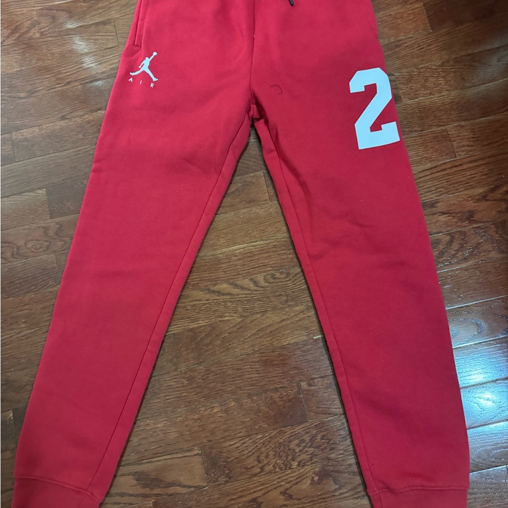 Jordan Kids Red Joggers with White Accents
